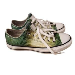 Converse‎ All Star Green Crocodile Embossed Leather Sneakers Size M5.5/W7.5